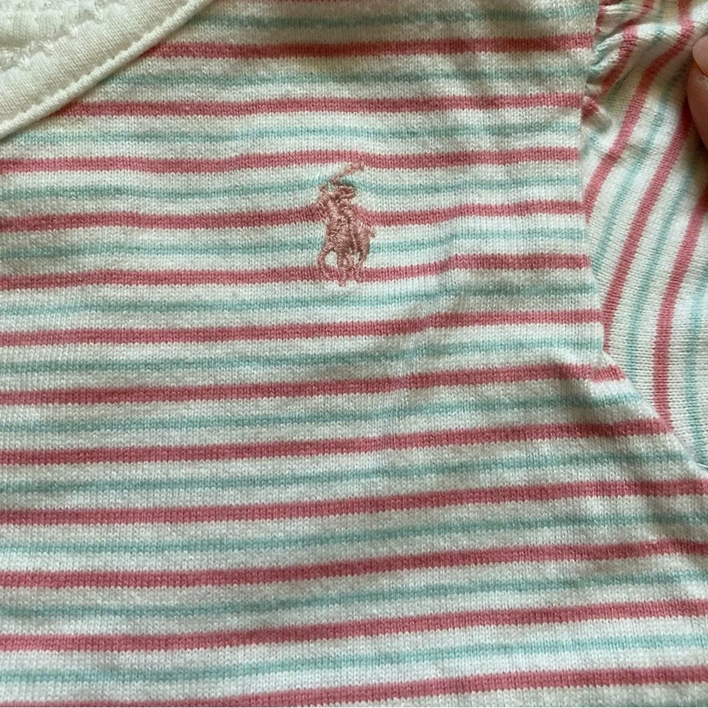 Ralph Lauren Striped Wrap Neck Dress and Bloomers Girls Size 9 mo
